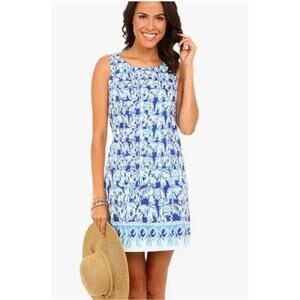 Lilly Pulitzer Cathy Shift Get Trunky Elephant Print Dress In Bomber Blue Sz. 10